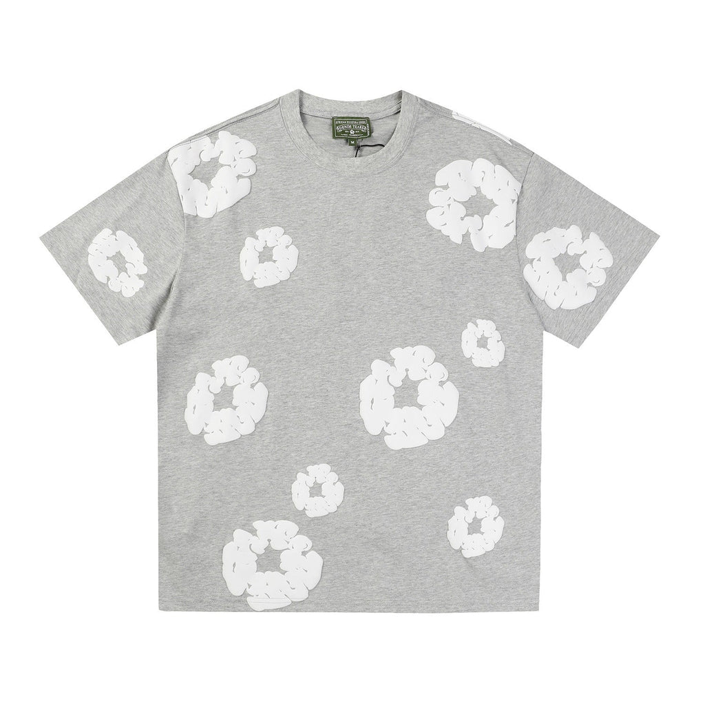 Denim Tears Outfit:T-shirt/Shorts (Separate Purchase Options) Puff Print Short Sleeve T-shirt Loose Couple Shorts Suit
