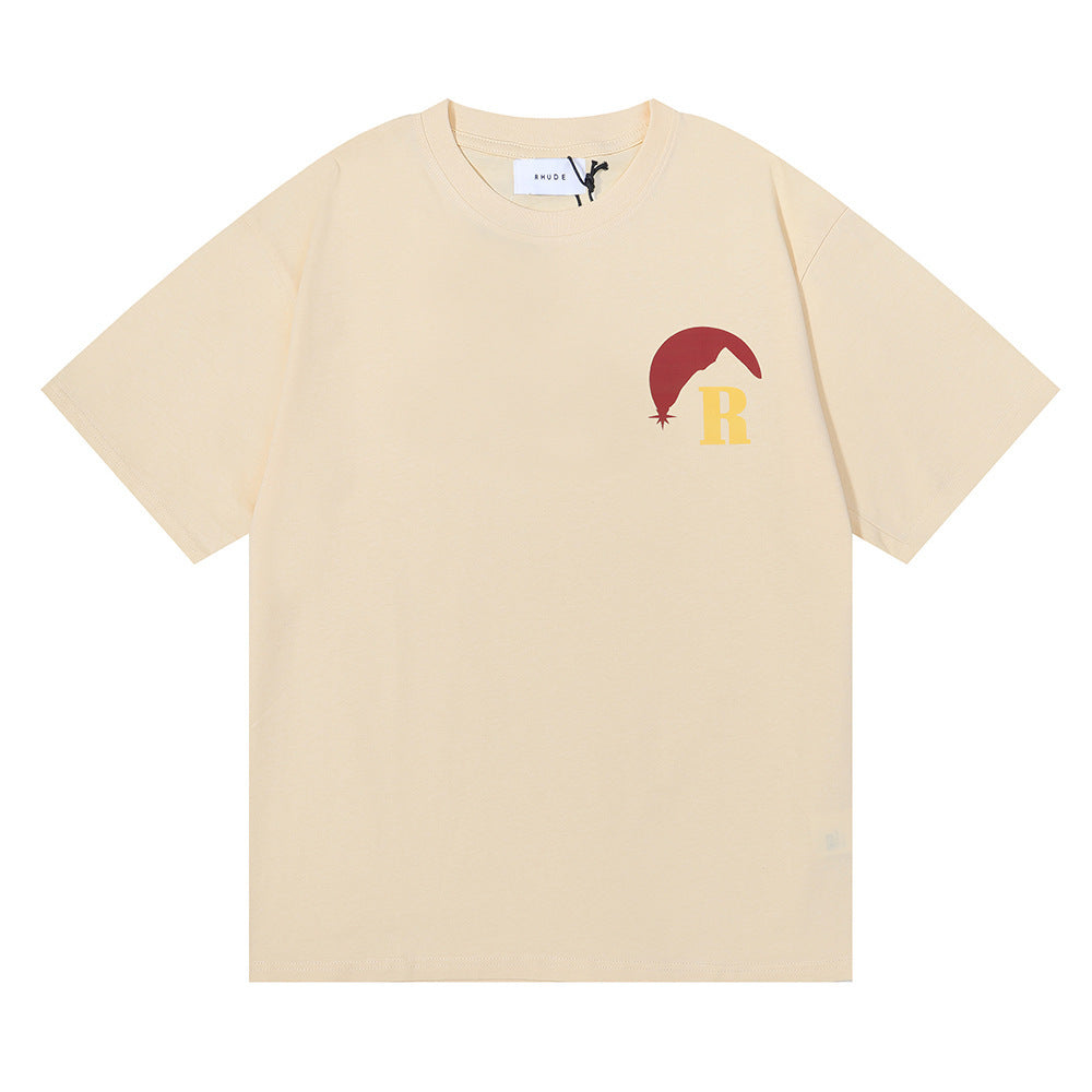 Rhude T-shirt Sunset Design Sense Printed Short Sleeve T-shirt